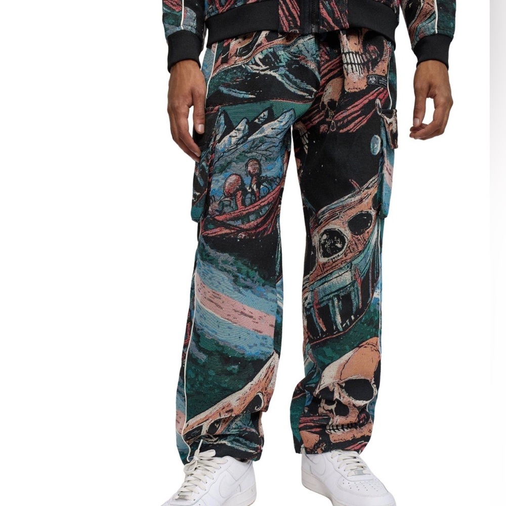 The Reason Mens Warrior Tapestry Flare Pants New Size m